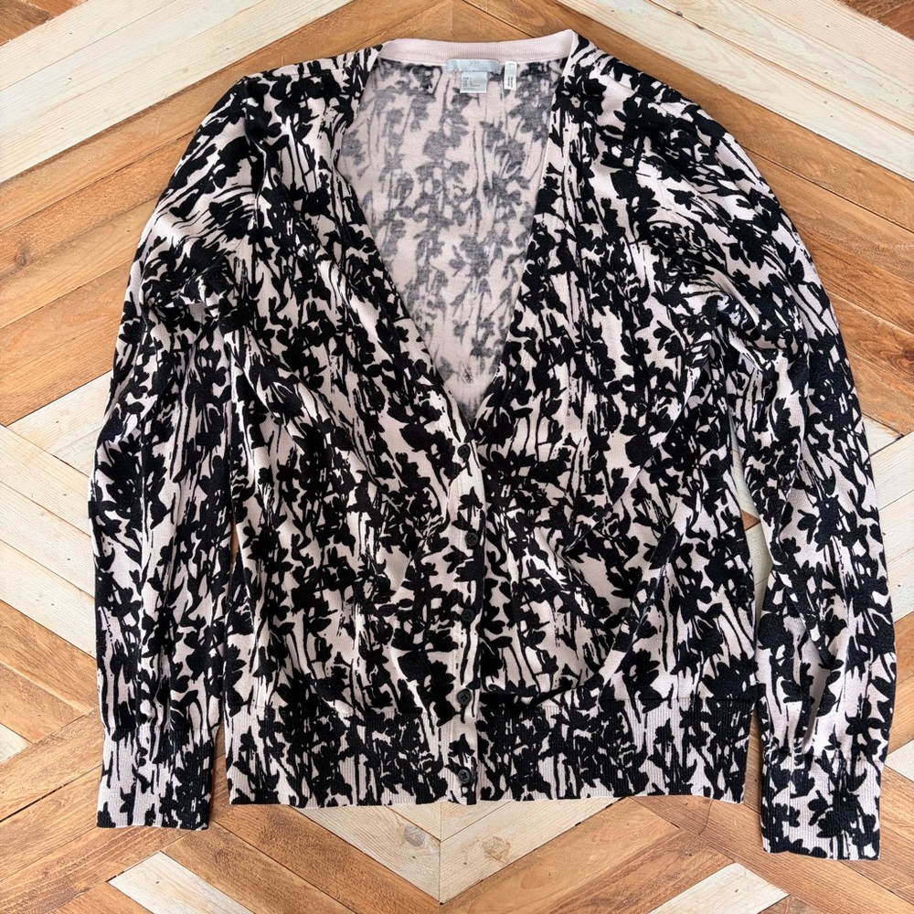 Black and Light Pink Floral H&M Cardigan